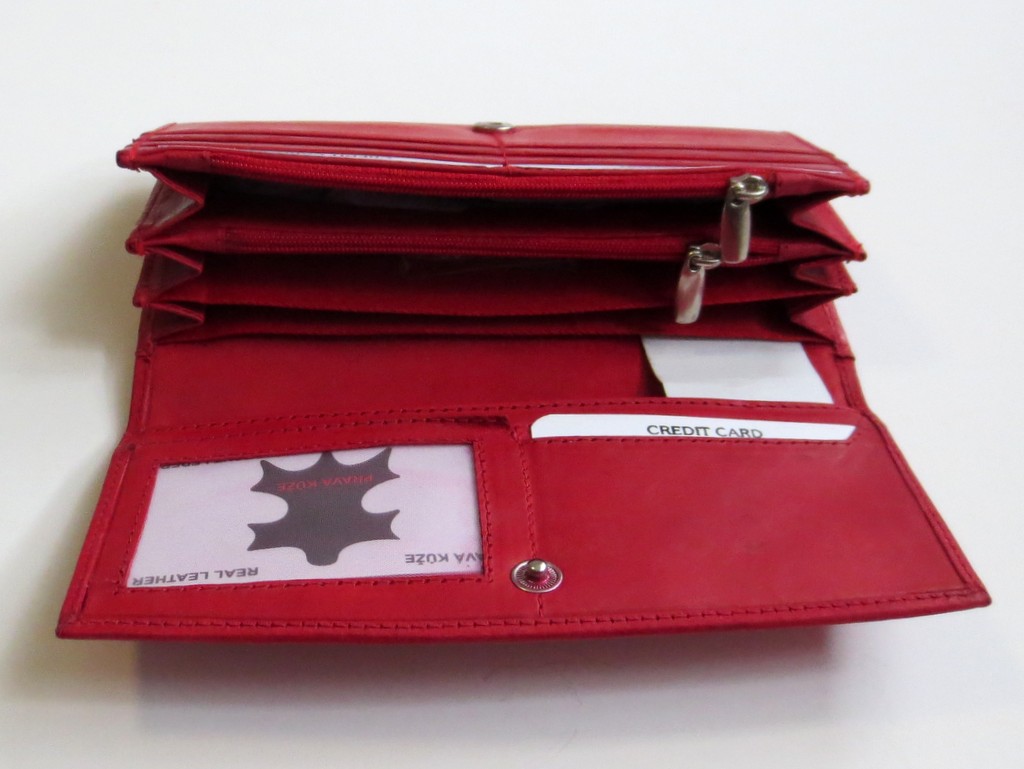 Dámska kožená peňaženka červená
