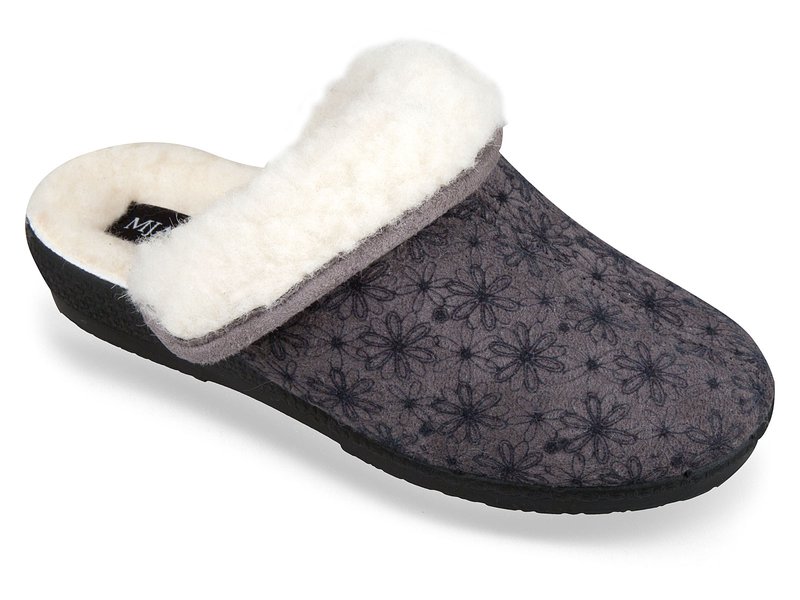 Dámske zimné papuče Mjartan- šedé kvietky
