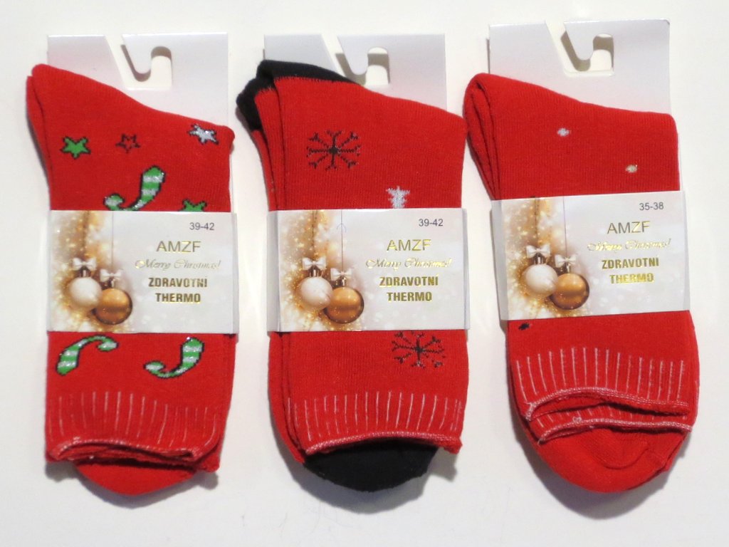 Dámske zdravotné ponožky termo - vianočný motív