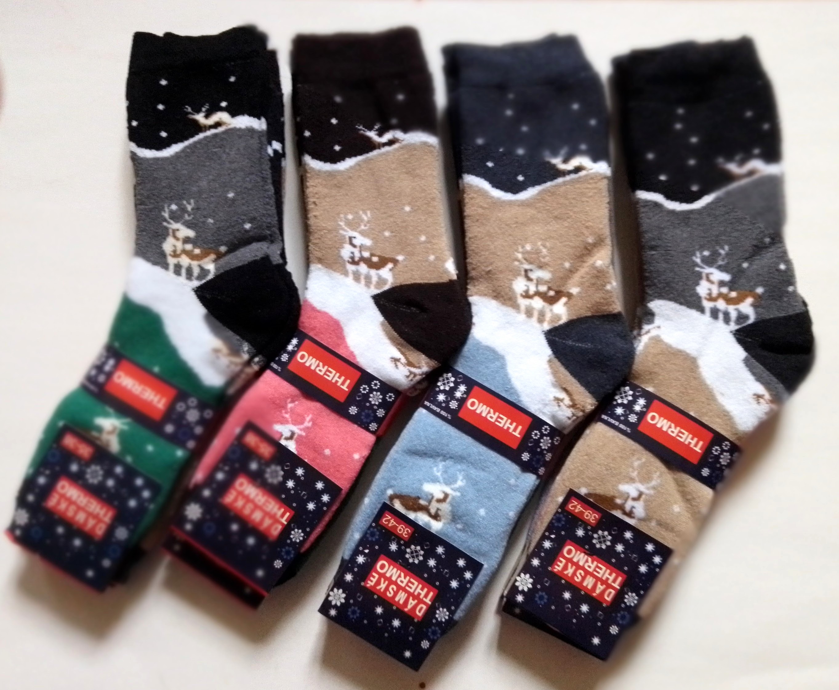 Dámske termo ponožky 3 páry - vianočný motív                  