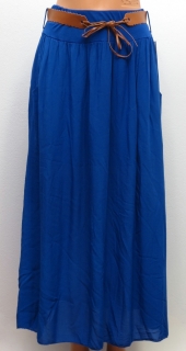 Dlhá letná sukňa s vreckami  - kraľovská modrá