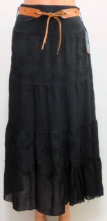 Letná sukňa dlhá výšivaná- čierna