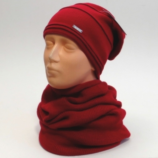Dámsky set  čiapka a šál (nákrčník) - červený