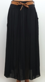 Dlhá letná sukňa s vreckami- čierna
