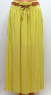 Dlhá letná sukňa s vreckami- žltá