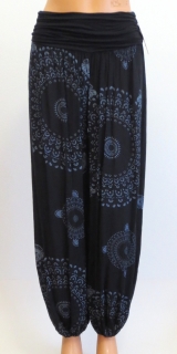 Dámske letné voľné nohavice s tureckým vzorom- čierne