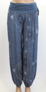 Dámske letné voľné nohavice s tureckým vzorom- modré