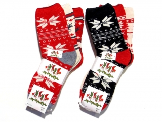 Dámske hrubé ponožky 3 páry- vianočné