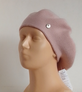 Dámska pletená baretka - ružová 