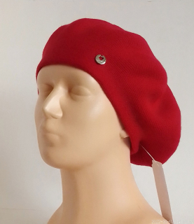 Dámska pletená baretka - červená 