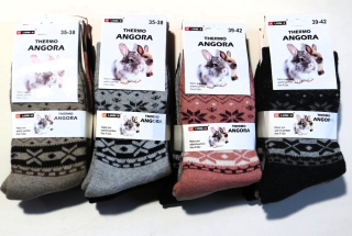 Dámske termo ponožky 3 páry- vlnené Angora 