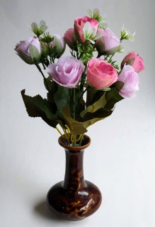 Umelá kytica miniruže ružové 